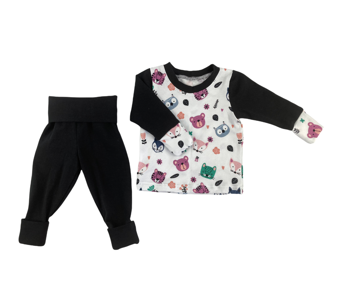 Baby Pyjamas-Foldover Set - Black &amp; Woodlands Print | Shop Today. Get ...