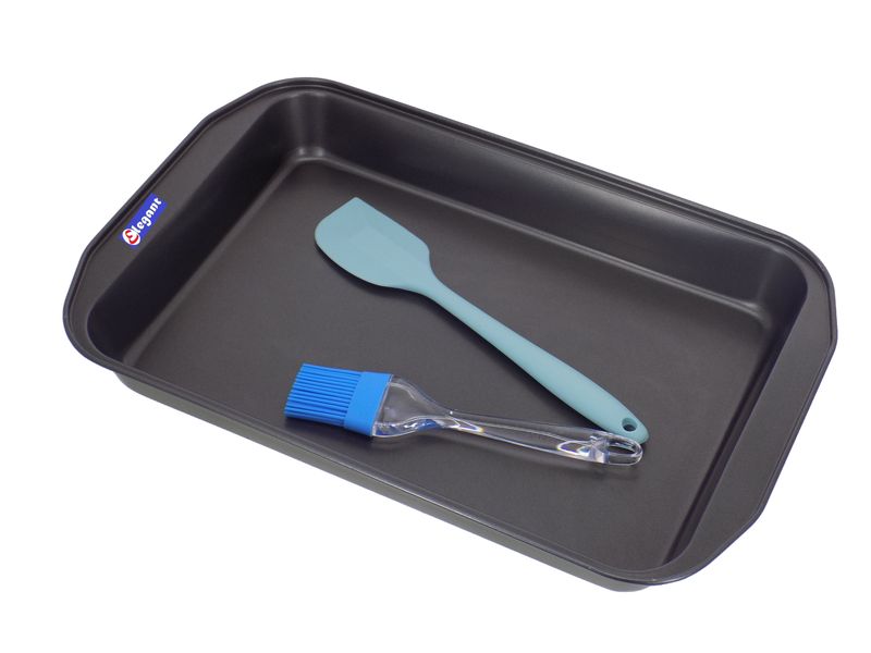Elegant Baking Tray Deep + Silicone Spatula + Silicone Basting Brush
