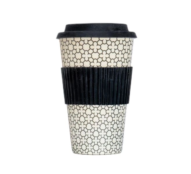 2-Piece 400ml Travel Bamboo Fibre Drinking Mug Coffee Bio-Degradable