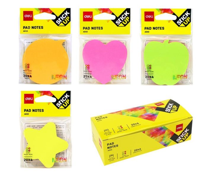 DELI Sticky Notes 76x76 - Assorted Shapes - 12 Packs (A03202)