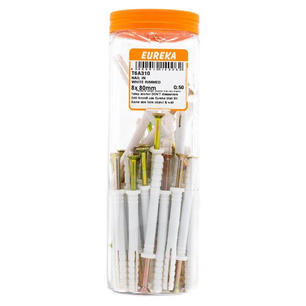 EUREKA Nail-In Anchor White Rimmed 8 x 80mm Q:50 T6A310