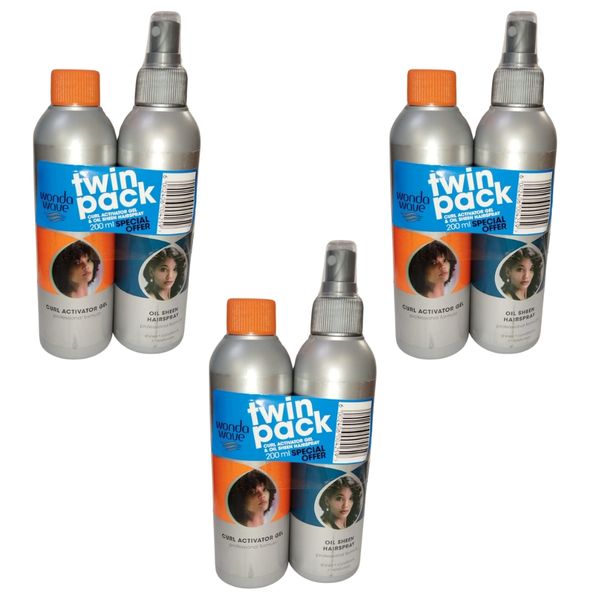 Wonda Wave - Gel &amp; Hair Spray - Oil Sheen (Twin Pack) - 200ml Pack of 3