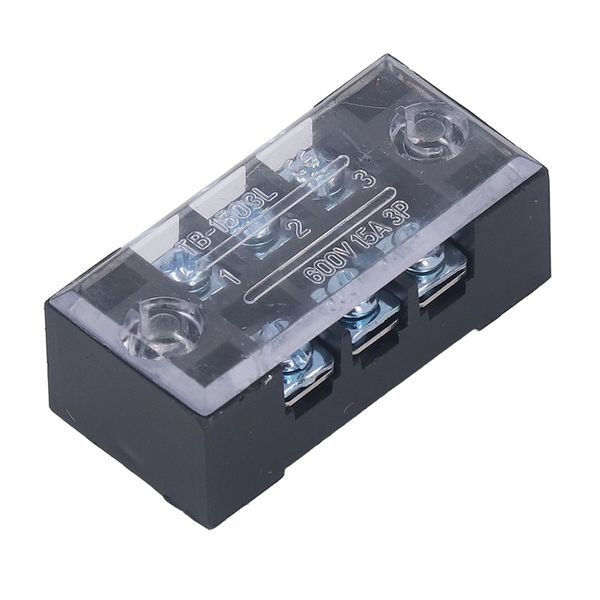 15A 600V 3 Bits Terminal Strip Dual Row Brass Block 5pcs for Wire Barrier