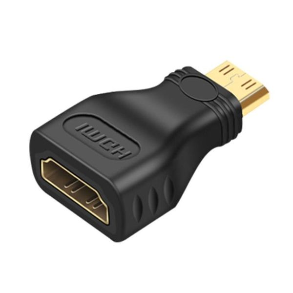 BasicX Gold Plated Mini HDMI Male To HDMI 19 Pin Female Adapter Black