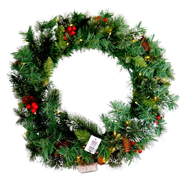 Stunning Christmas Wreath Decorated with Pine Nuts and LED Light
