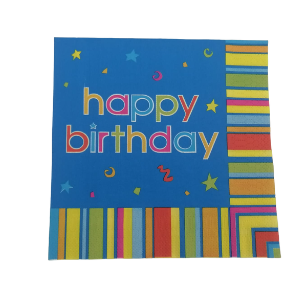Birthday Paper Serviettes - 60 Piece