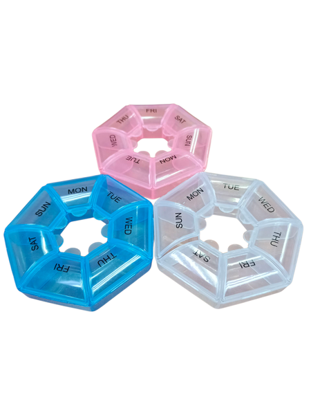 3-Pack Multi-Color Weekly Pill Organizer Box