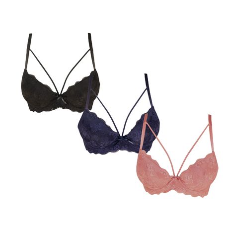 Women's Sexy Push Up Full Lace Bra Underwire Padded Strappy Pack of 3, Shop Today. Get it Tomorrow!