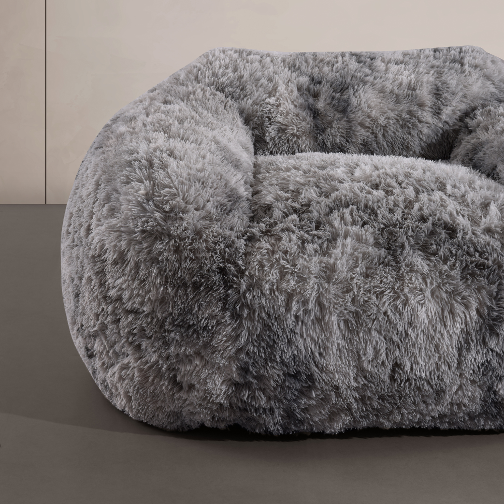 Shaggy Faux Fur Single Sofa Chair Compressed Roll-Pack No Assembly