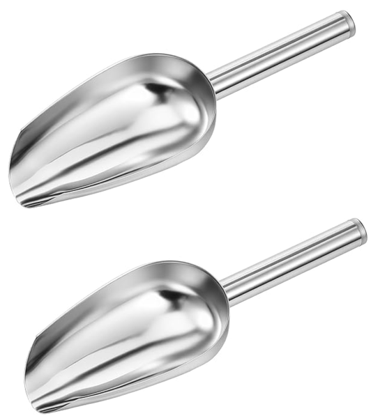Stainless Steel Ice Scoop, Small Metal Ice Scoop for Bucket - 2 Pack