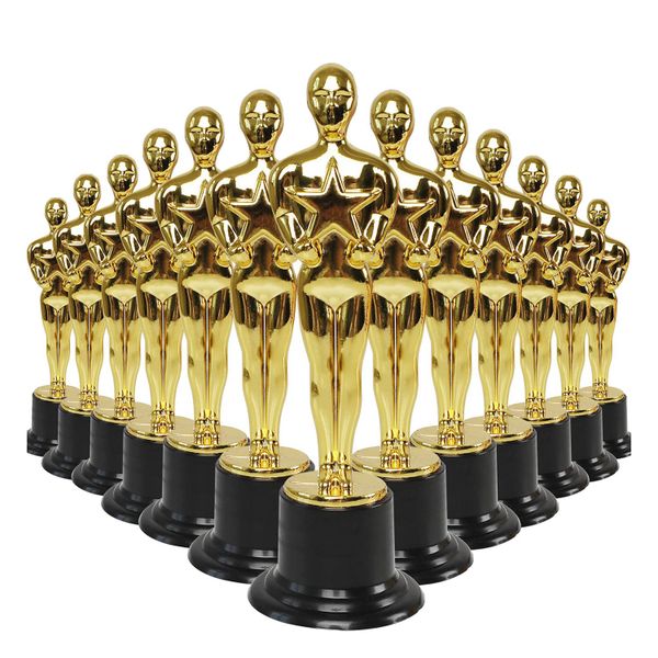 24 Pack Plastic Gold Star Award Trophies Statuette For Game Prize
