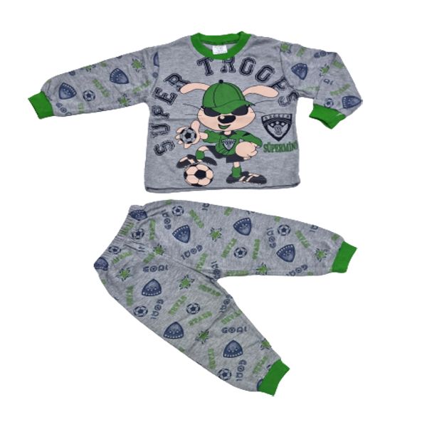 Boys Grey and Green Pyjama Set