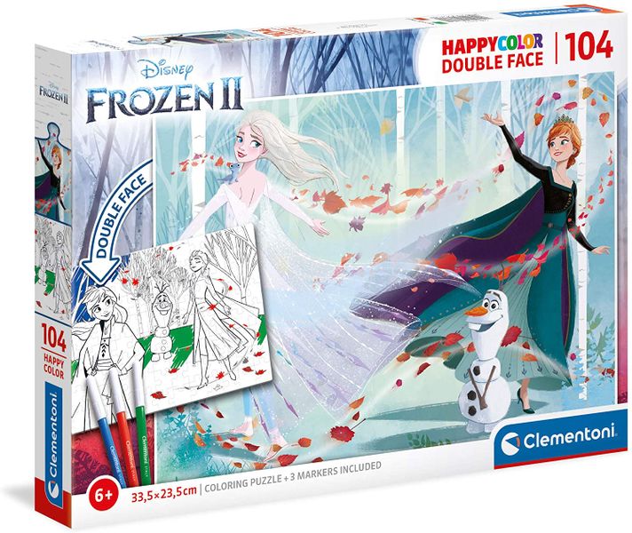 Clementoni 104 Piece Puzzle Double Face Colouring Frozen 2