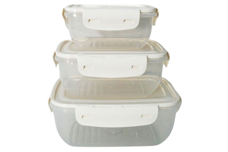 3 Piece Plastic Storage Boxes with Cliplock Lid