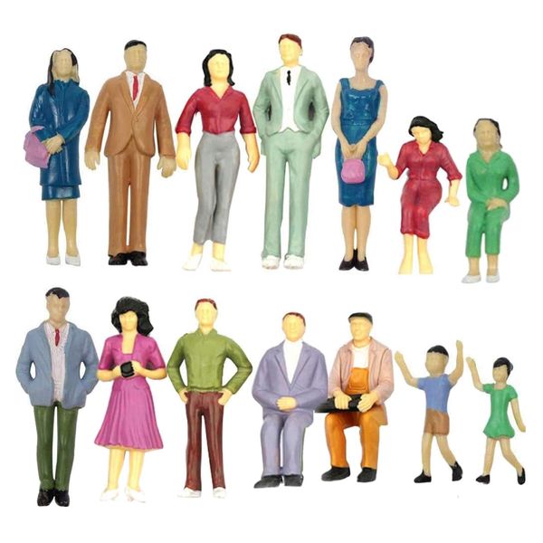 Craft Toy Hand Painted Tiny Scale Model People Figurine Set of 14