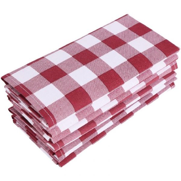 DSA Cotton Burgandy Check 45 X 45 Napkin Pack Of 6