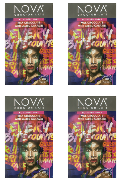 NOVA CHOCOLATE - Milk Chocolate with Salted Caramel 100g - Pack of 4