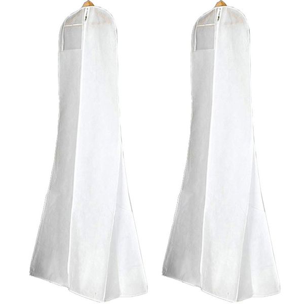 White Full Length Wedding Gown Dustproof Cover Bag - 2 Pack
