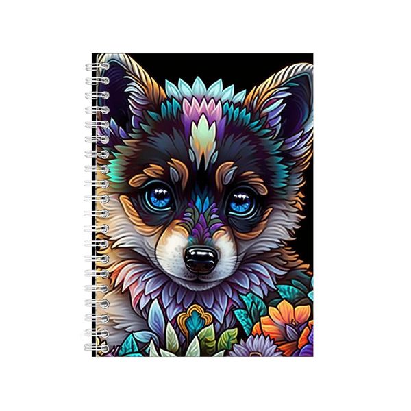 Baby Wolf Stained Glass Notebook Animal Gift Idea A4 Notepad Pad 89