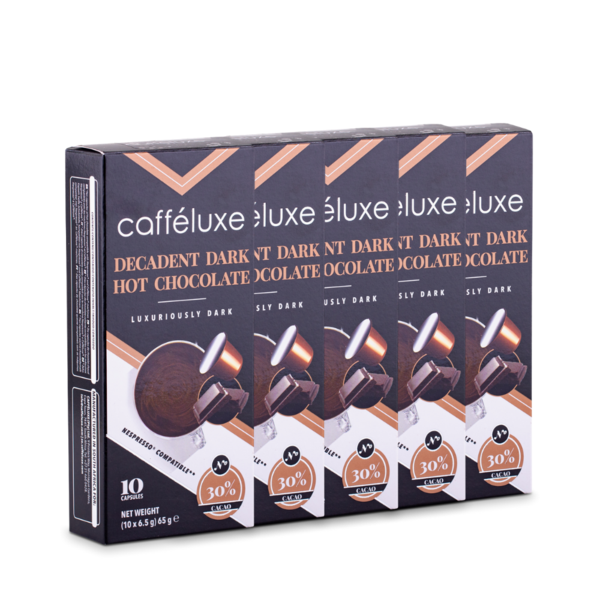 Caffeluxe Nespresso Compatible Dark Hot Chocolate Capsules | 50 Cpack