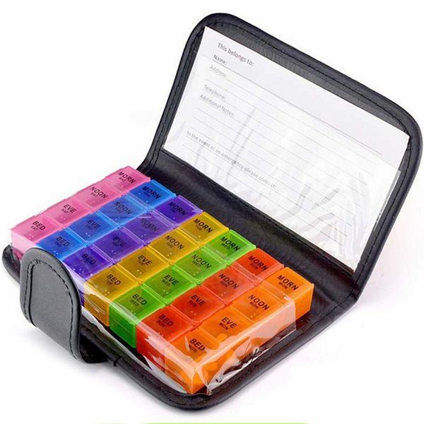 28 Grid Pill Box Organiser 7-Day Pill Boxes Pill Container &amp; Storage Wallet