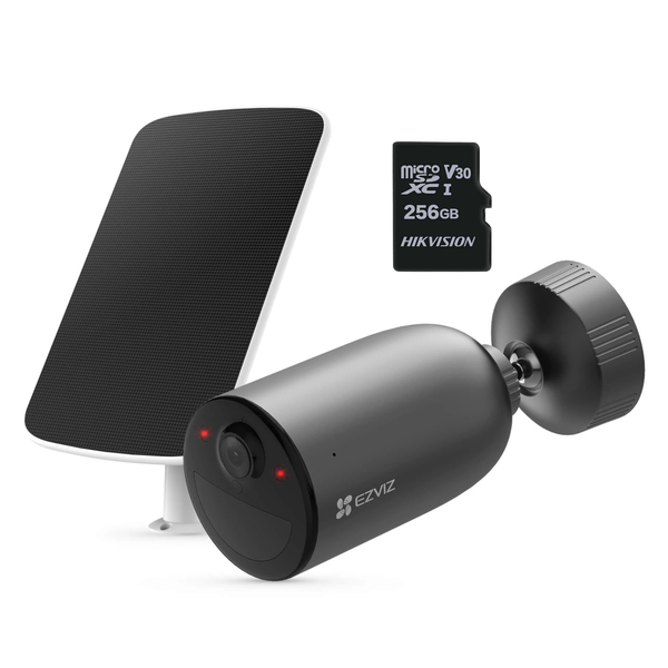 EZVIZ EB3 - 3MP 2K WIFI Camera Solar BATTERY Kit &amp; Hikvision 256GB Sdcard