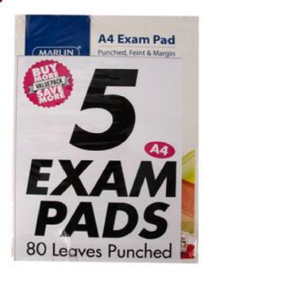 Book exam-pad 80-sheets punched Economic 5pk