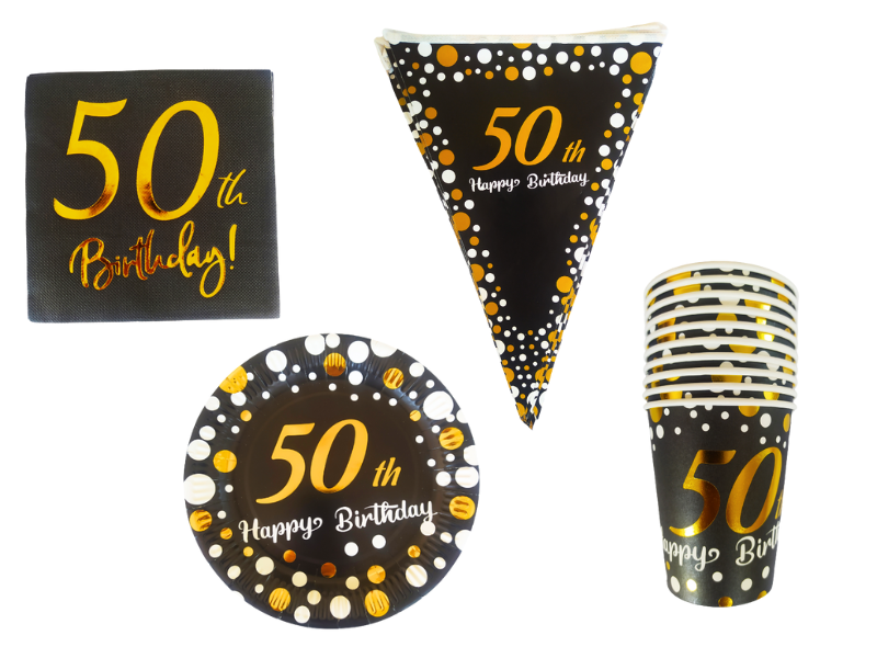 50th Birthday Party Decorations - Black and Gold