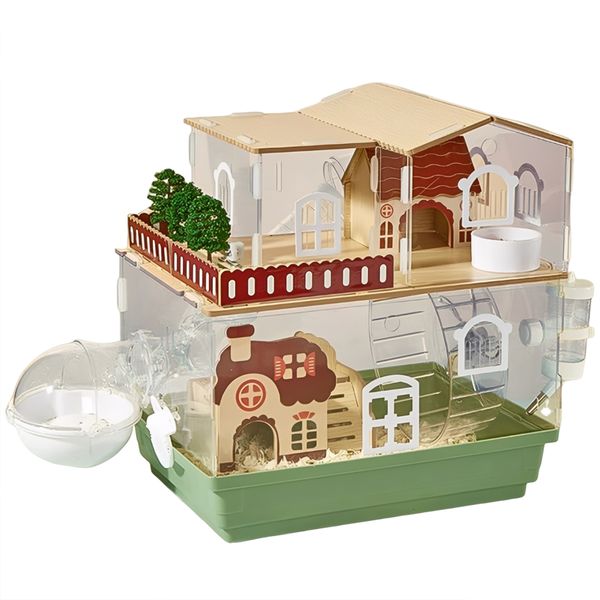 2 Layer Transparent Acrylic Hamster Cage, Wood Rat Cage