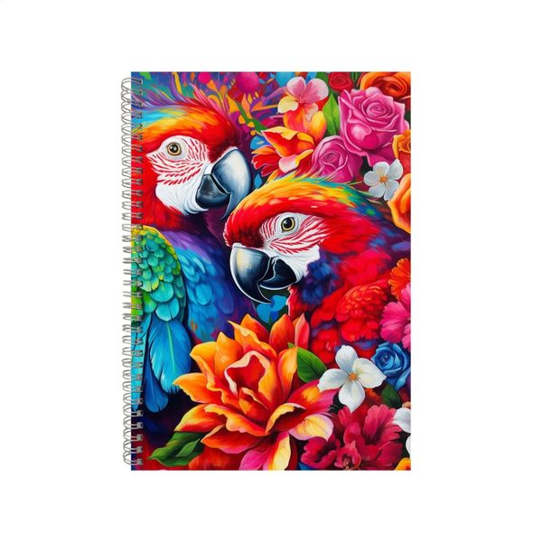 Macaw Red Roses Chrysanthemums Neon Notebook Gift Idea A4 Notepad Pad 74