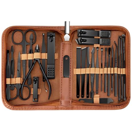 26 Piece Stainless Steel Manicure Set Nail Care Tool Sets with Brown Case Image