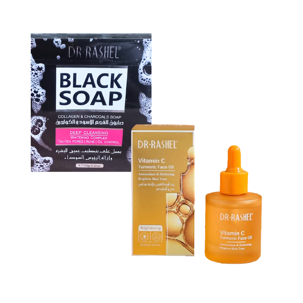 Dr Rashel Black soap &amp; Face Oil set - Vitamin C Turmeric
