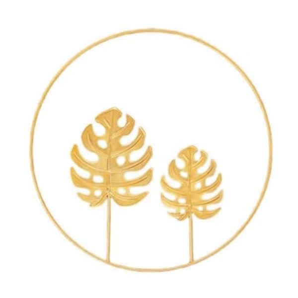 Decor Ginkgo Gold Leaf Wall Decoration Round - 24cm - Double Petal