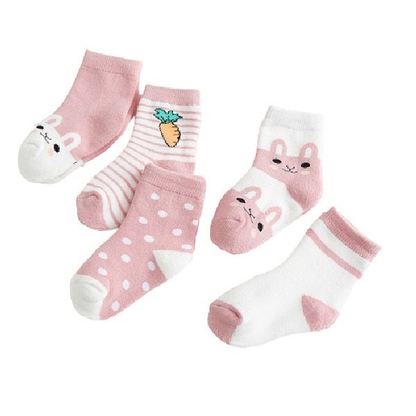 5 Pair Cute Bunny 100% Cotton Girls Socks
