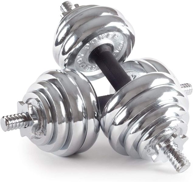 30KG Adjustable Chrome Dumbbell Set (Silver) 15KG Pair