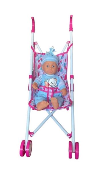 Royal Empire Kids Pretend Play Folding Stroller with Soft Body Baby Doll
