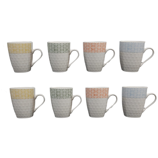 8 Piece Designer Embossed Mug Set by La Maison - Paris