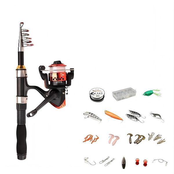 Telescopic Fishing Rod Set - Red/Black - 2.3m