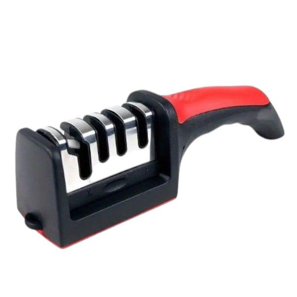 3-Stage Manual Knife &amp; Scissor Sharpener - Red/Black
