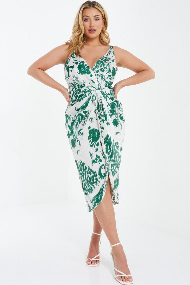 Quiz Ladies - Curve Green Animal Print Ruched Midi Dress | Shop Today ...