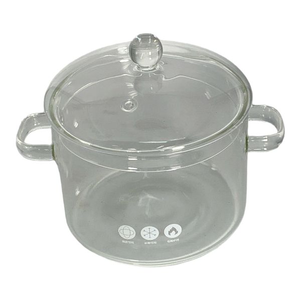 Charming Transparent Borosilicate Glass Pot With Lid 14cm