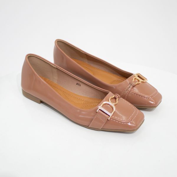 LaMara Paris Myra Gold DG Trim Faux Leather Pump Shoe Blush
