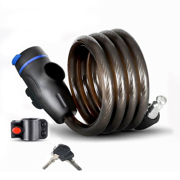 Anti-Theft Spiral Steel Cable Bicycle Lock with 2 Keys