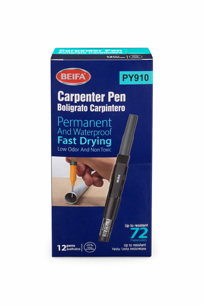 Carpenter Pen - Long Needle Tip, Permanent Waterproof Marker -2 x 12 Packs