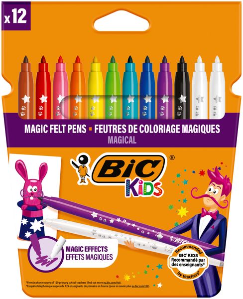 BIC Kids Magic Felt Tip Pens Medium Point - Assorted Colours, Pack of 12