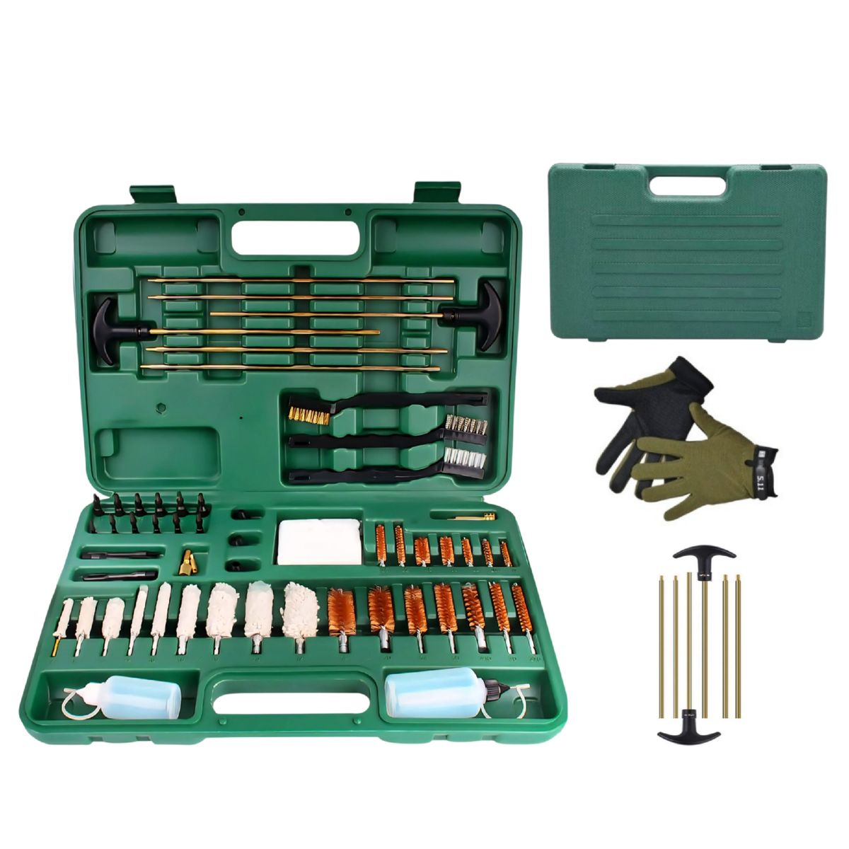 58Pc Universal Tactical Gun Cleaning Kit With Carry Case & Work Gloves
