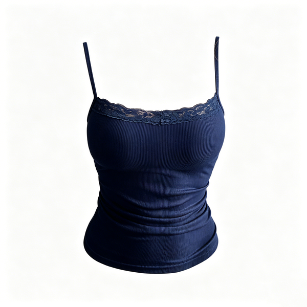 Women, Girls Blue Polyester Sleeveless Square Neck Camisole