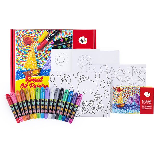 Jar Meló - Silky Crayon Arts &amp; Crafts Kit - 16 Oils with Canvas &amp; Frames