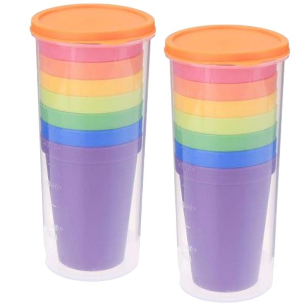 Camping Travel Beach Party Picnic 7 Ouece Rainbow Cups With 2 Piece Cup Holder
