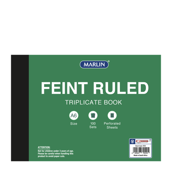 A6 Feint Ruled Triplicate Book (pack of 5)